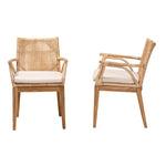 Load image into Gallery viewer, Baxton Studio Storsel Modern Bohemian Natural Brown Finished Teak Wood And Rattan 2-Piece Dining Chair Set
