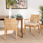 Load image into Gallery viewer, Baxton Studio Storsel Modern Bohemian Natural Brown Finished Teak Wood And Rattan 2-Piece Dining Chair Set
