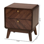 Load image into Gallery viewer, Baxton Studio Markell Mid-Century Transitional Walnut Brown Finished Wood 2-Drawer Nightstand
