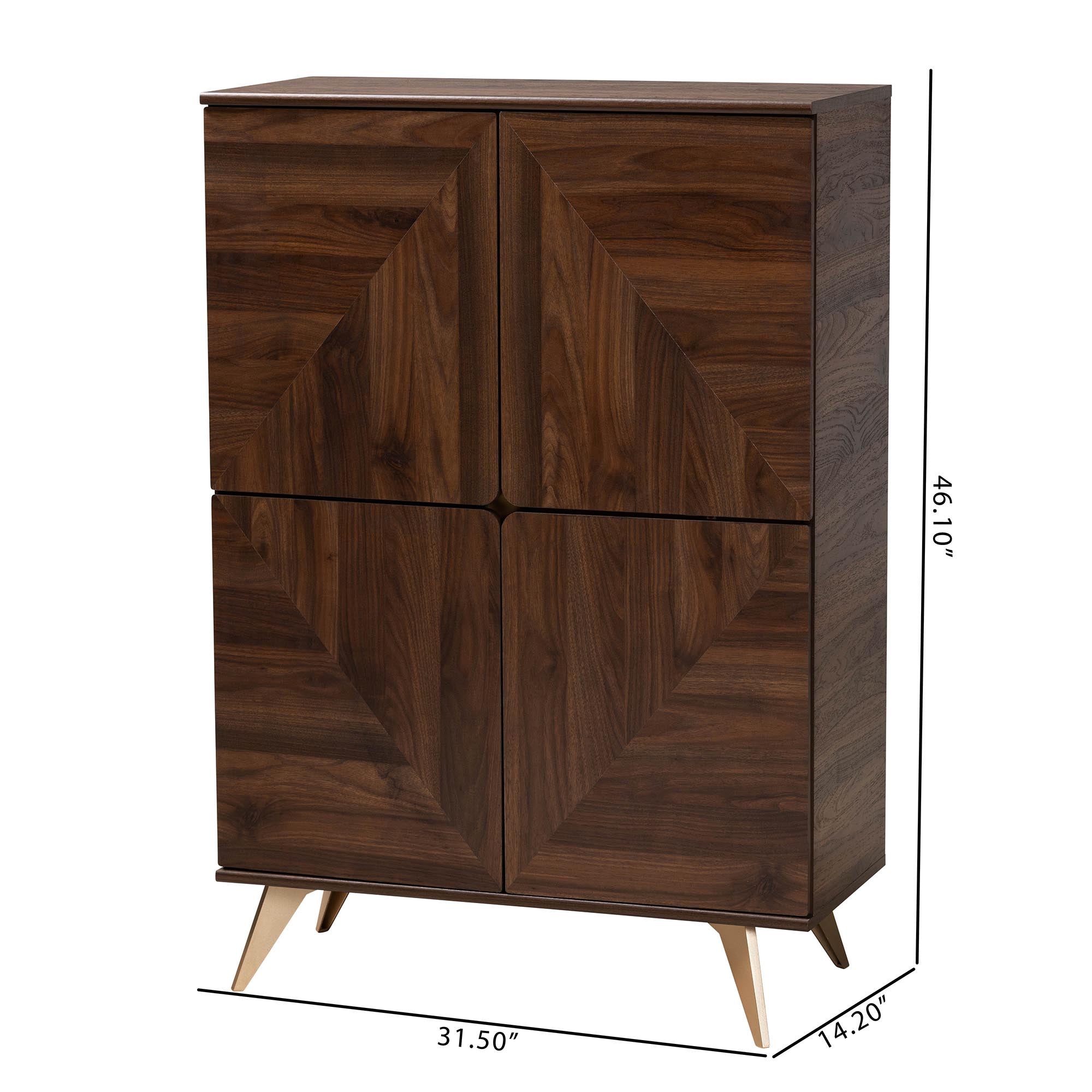 Baxton Studio Graceland Mid-Century Modern Transitional Walnut Brown Finished Wood Shoe Cabinet