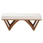 Load image into Gallery viewer, Baxton Studio Chenoa Japandi Cream Boucle Fabric And Walnut Brown Finished Wood Bench
