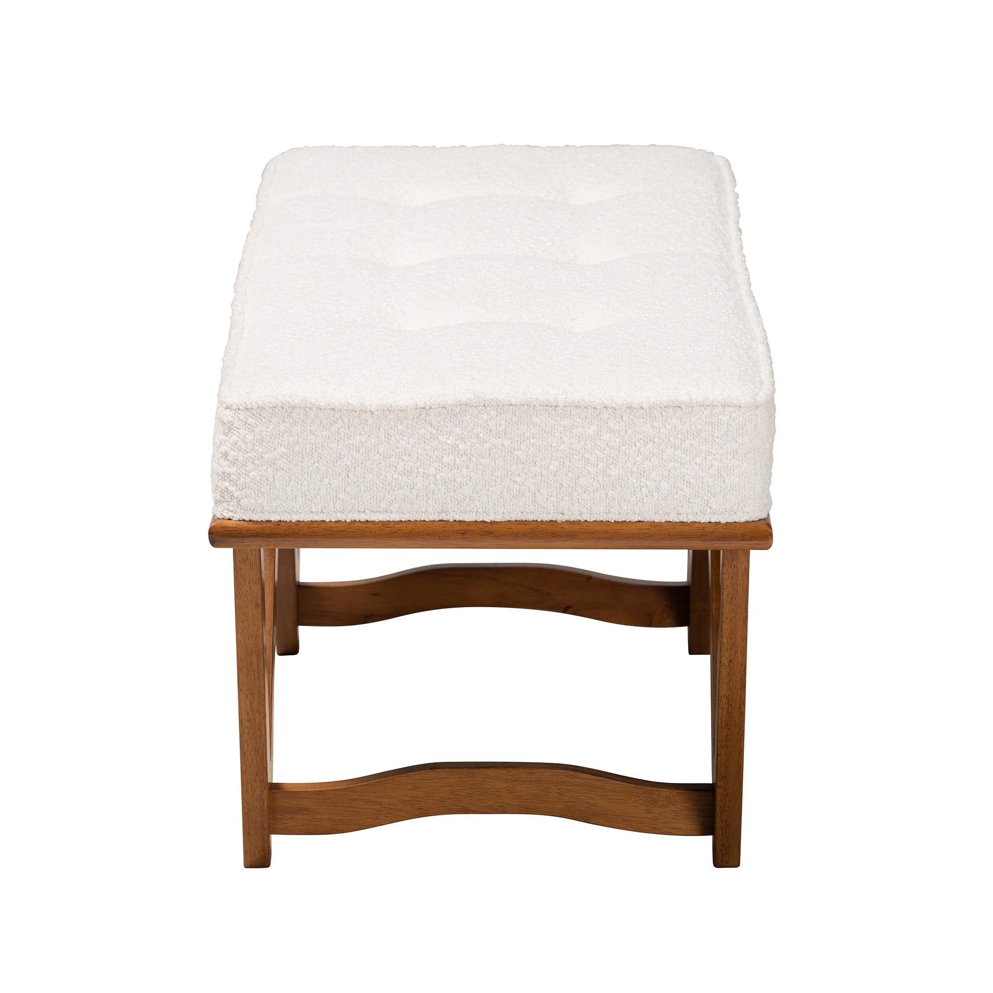 Baxton Studio Chenoa Japandi Cream Boucle Fabric And Walnut Brown Finished Wood Bench