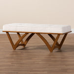 Load image into Gallery viewer, Baxton Studio Chenoa Japandi Cream Boucle Fabric And Walnut Brown Finished Wood Bench
