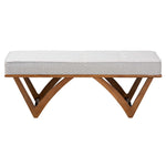 Load image into Gallery viewer, Baxton Studio Chenoa Japandi Light Grey Boucle Fabric And Walnut Brown Finished Wood Bench
