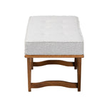 Load image into Gallery viewer, Baxton Studio Chenoa Japandi Light Grey Boucle Fabric And Walnut Brown Finished Wood Bench
