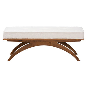 Baxton Studio Orella Japandi Cream Boucle Fabric And Walnut Brown Finished Wood Bench