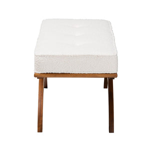 Baxton Studio Orella Japandi Cream Boucle Fabric And Walnut Brown Finished Wood Bench