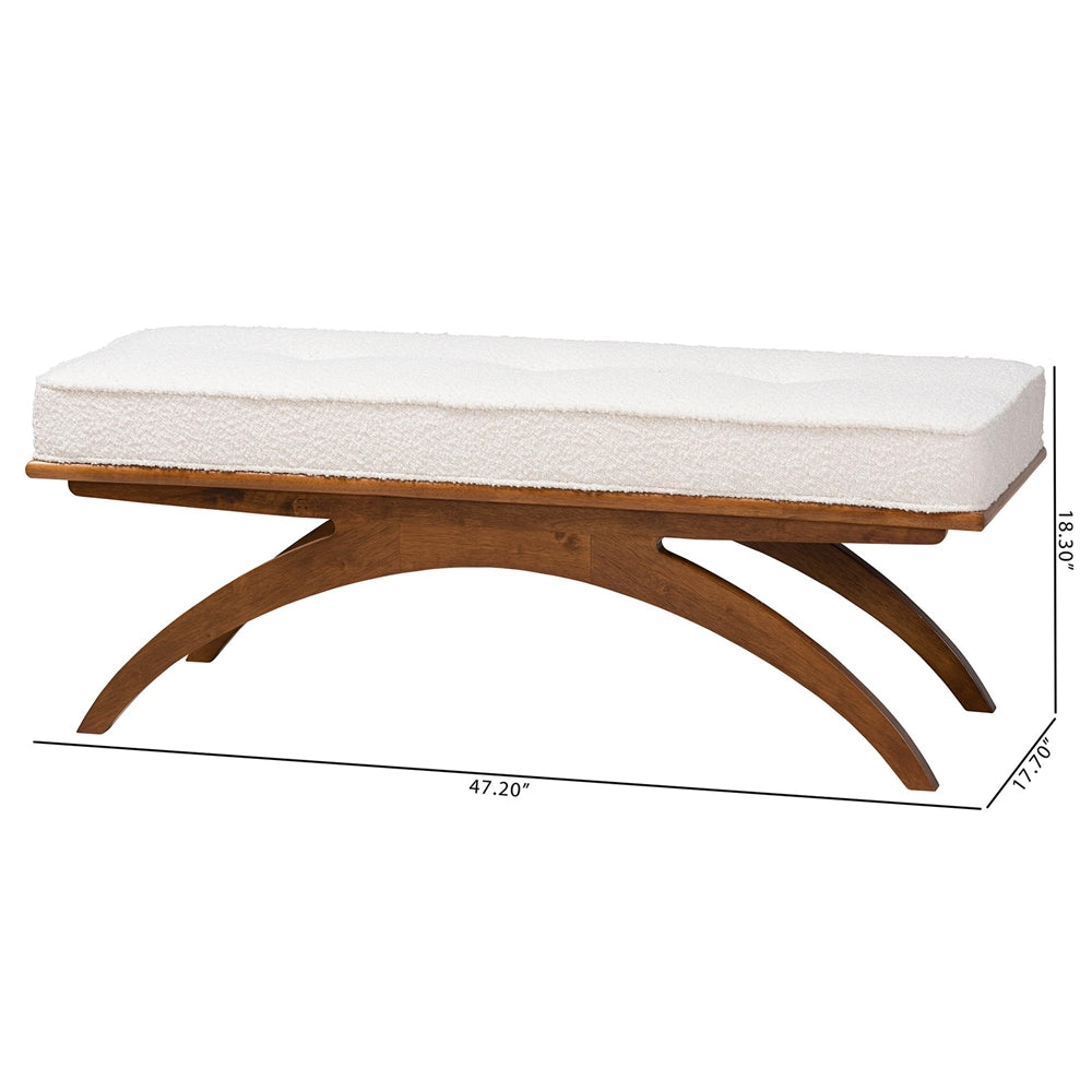 Baxton Studio Orella Japandi Cream Boucle Fabric And Walnut Brown Finished Wood Bench