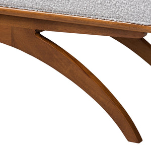 Baxton Studio Orella Japandi Light Grey Boucle Fabric And Walnut Brown Finished Wood Bench