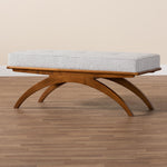 Load image into Gallery viewer, Baxton Studio Orella Japandi Light Grey Boucle Fabric And Walnut Brown Finished Wood Bench
