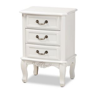 Baxton Studio Gabrielle Traditional French Country Provincial Finished 3-Drawer Wood Nightstand