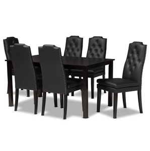 Baxton Studio Dylin Modern and Contemporary Faux Leather Upholstered and Finished Wood 7-Piece Dining Set