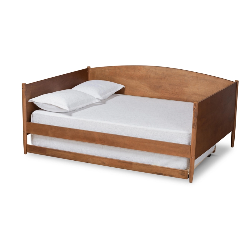 Baxton Studio Veles Mid-Century Modern Finished Wood Daybed with Trundle