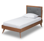 Load image into Gallery viewer, Baxton Studio Laima Mid-Century Modern Fabric Upholstered and Finished Wood Platform Bed
