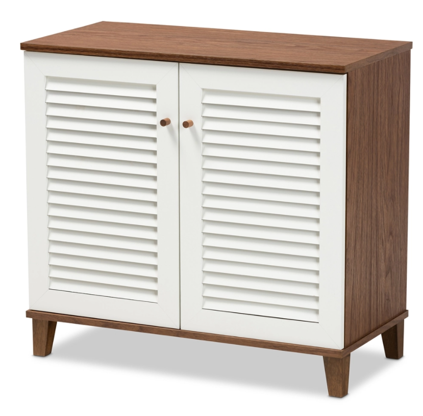 Baxton Studio Coolidge Modern and Contemporary Finished 4-Shelf Wood Shoe Storage Cabinet