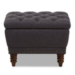 Load image into Gallery viewer, Baxton Studio Annabelle Modern And Contemporary Dark Grey Fabric Upholstered Walnut Wood Finished Button-Tufted Storage Ottoman
