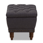 Load image into Gallery viewer, Baxton Studio Annabelle Modern And Contemporary Dark Grey Fabric Upholstered Walnut Wood Finished Button-Tufted Storage Ottoman
