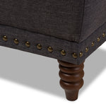 Load image into Gallery viewer, BAXTON STUDIO ANNABELLE MODERN AND CONTEMPORARY DARK GREY FABRIC UPHOLSTERED WALNUT WOOD FINISHED BUTTON-TUFTED STORAGE OTTOMAN
