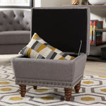 Load image into Gallery viewer, Baxton Studio Annabelle Modern And Contemporary Light Grey Fabric Upholstered Walnut Wood Finished Button-Tufted Storage Ottoman
