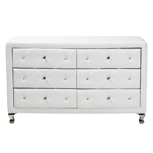 Baxton Studio Luminescence Wood Contemporary White Upholstered Dresser