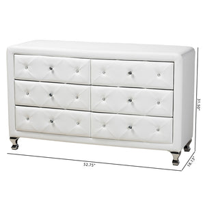 Baxton Studio Luminescence Wood Contemporary White Upholstered Dresser