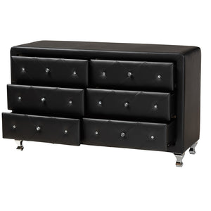 Baxton Studio Luminescence Wood Contemporary Black Upholstered Dresser