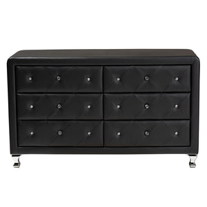 Baxton Studio Luminescence Wood Contemporary Black Upholstered Dresser