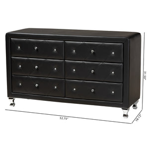 Baxton Studio Luminescence Wood Contemporary Black Upholstered Dresser