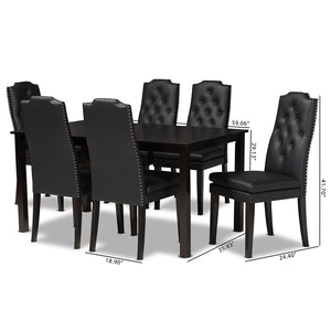 Baxton Studio Dylin Modern And Contemporary Black Faux Leather Upholstered And Dark Brown Finished Wood 7-Piece Dining Set