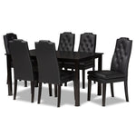 Load image into Gallery viewer, Baxton Studio Dylin Modern And Contemporary Black Faux Leather Upholstered And Dark Brown Finished Wood 7-Piece Dining Set
