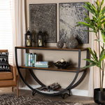 Load image into Gallery viewer, Baxton Studio Blakes Rustic Industrial Style Antique Black Textured Finish Metal Distressed Wood Console Table
