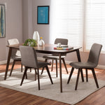 Load image into Gallery viewer, Baxton Studio Sugar Mid-Century Modern Light Grey Fabric Upholstered Walnut Wood Finished 5-Piece Dining Set
