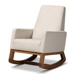 Load image into Gallery viewer, Baxton Studio Yashiya Mid-Century Retro Modern Light Beige Fabric Upholstered Rocking Chair
