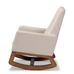 Baxton Studio Yashiya Mid-Century Retro Modern Light Beige Fabric Upholstered Rocking Chair