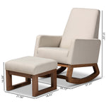 Load image into Gallery viewer, Baxton Studio Yashiya Mid-Century Retro Modern Light Beige Fabric Upholstered Rocking Chair And Ottoman Set
