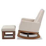 Load image into Gallery viewer, Baxton Studio Yashiya Mid-Century Retro Modern Light Beige Fabric Upholstered Rocking Chair And Ottoman Set
