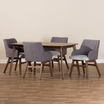 Load image into Gallery viewer, Baxton Studio Monte Mid-Century Modern Walnut Wood Rectangular 5-Piece Dining Set
