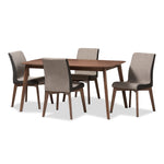 Load image into Gallery viewer, Baxton Studio Kimberly Mid-Century Modern Beige And Brown Fabric 5-Piece Dining Set
