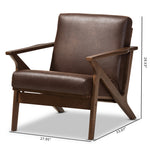 Load image into Gallery viewer, Baxton Studio Bianca Mid-Century Modern Walnut Wood Dark Brown Distressed Faux Leather Lounge Chair
