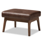 Load image into Gallery viewer, Baxton Studio Bianca Mid-Century Modern Walnut Wood Dark Brown Distressed Faux Leather Ottoman
