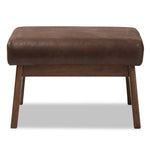 Load image into Gallery viewer, Baxton Studio Bianca Mid-Century Modern Walnut Wood Dark Brown Distressed Faux Leather Ottoman
