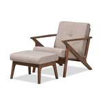 Load image into Gallery viewer, Baxton Studio Bianca Mid-Century Modern Walnut Wood Light Grey Fabric Tufted Lounge Chair And Ottoman Set
