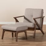 Load image into Gallery viewer, Baxton Studio Bianca Mid-Century Modern Walnut Wood Light Grey Fabric Tufted Lounge Chair And Ottoman Set
