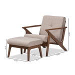 Load image into Gallery viewer, Baxton Studio Bianca Mid-Century Modern Walnut Wood Light Grey Fabric Tufted Lounge Chair And Ottoman Set
