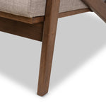 Load image into Gallery viewer, BAXTON STUDIO BIANCA MID-CENTURY MODERN WALNUT WOOD LIGHT GREY FABRIC TUFTED LOUNGE CHAIR
