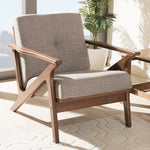 Load image into Gallery viewer, Baxton Studio Bianca Mid-Century Modern Walnut Wood Light Grey Fabric Tufted Lounge Chair
