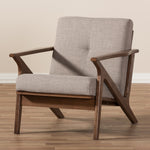 Load image into Gallery viewer, Baxton Studio Bianca Mid-Century Modern Walnut Wood Light Grey Fabric Tufted Lounge Chair
