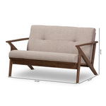 Load image into Gallery viewer, Baxton Studio Bianca Mid-Century Modern Walnut Wood Light Grey Fabric Tufted 2-Seater Loveseat
