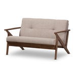 Load image into Gallery viewer, Baxton Studio Bianca Mid-Century Modern Walnut Wood Light Grey Fabric Tufted 2-Seater Loveseat
