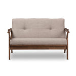 Load image into Gallery viewer, Baxton Studio Bianca Mid-Century Modern Walnut Wood Light Grey Fabric Tufted 2-Seater Loveseat
